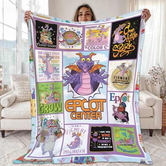Figment Epcot Festival Of Arts Fleece Blanket | Purple Dragon Blanket | Figment Blanket | Epcot Festival Blanket | Festival Of Arts