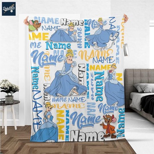 Personalized Cinde Disney Princess Fleece Blanket, Birthday Gift, Baby Shower, Gift for Boy and Girl