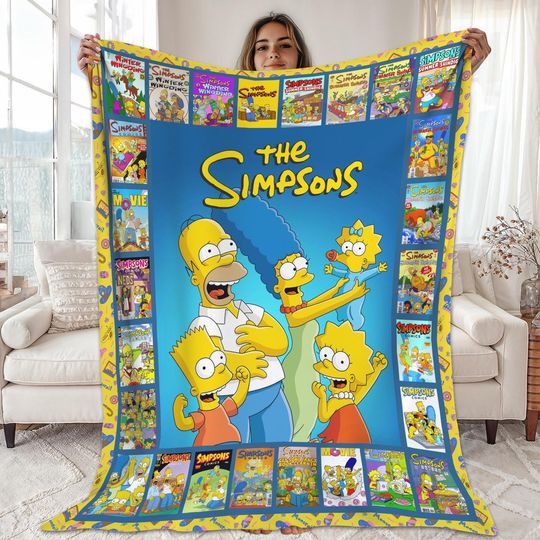 The Simpsons Fleece Blanket Simpsons Family Throw Blanket For Bed Couch Sofa, Christmas Gifts