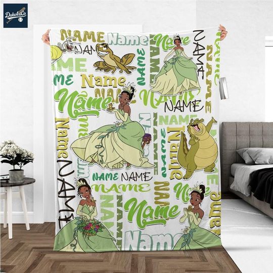 Personalize Tiana Princess and the frog Fleece Blanket, Birthday Gift, Baby Shower, Gift for Boy and Girl