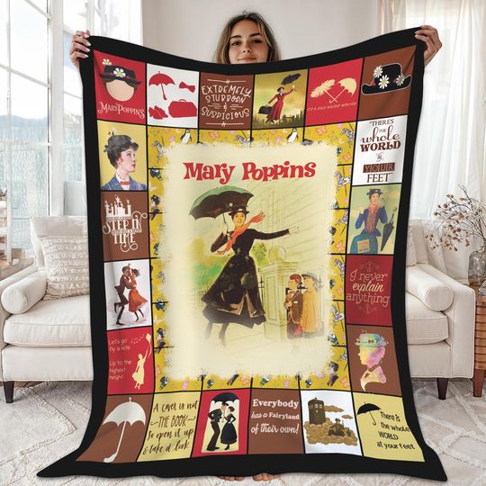 Mary Poppins Fleece Blanket, Mary Poppins Bert Blanket for Bed Couch Sofa, Christmas Gifts, Vintage Movie Blanket