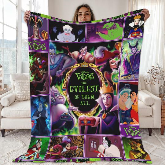 Villains the Evilest of them All Fleece Blanket | Maleficent Evil Queen Ursula | Disneyworld Villains Blanket | Magic Kingdom Throw Blanket