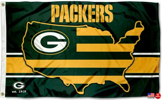 Packerr FLAG 3X5 Green Bay Banner Football New USA Man Cave Flags Wall Sign