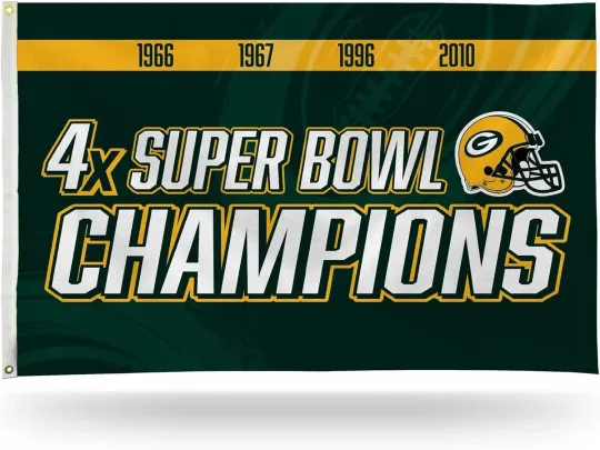Green Bay Packerr 3x5 ft flag 4 Time Super Bowl Champions Ideal football Gift Banner