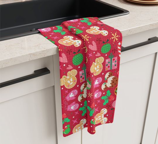 Mickey Christmas Kitchen Towel | Mickey Christmas Kitchen Towels | Christmas Tea Towel | Mickey Kitchen Decor Christmas Kitchen Towel