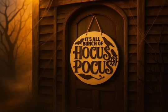 Enchanting Hocus-Pocus Round Wooden Sign | Halloween Home Decor