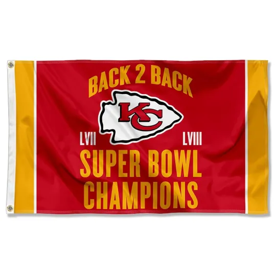 Kansas City 3x5 ft flag Back 2 Back Super Bowl Champions Gift Banner
