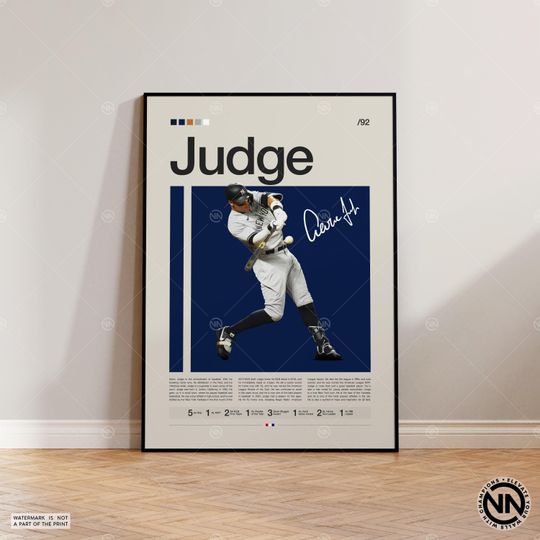 Aaron Judge Poster, New York Yankees Poster, Baseball Prints, Sports Poster, Baseball Player Gift, Baseball Wall Art, Sports Bedroom Posters