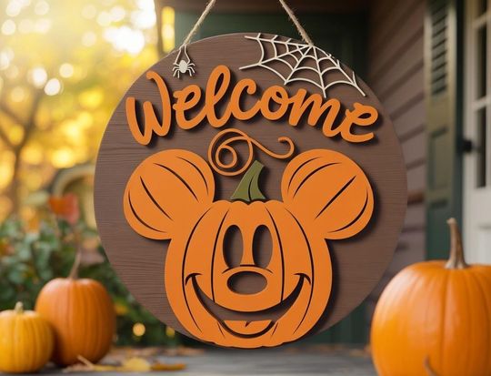 Halloween Disney Mickey Hanging Decor, Halloween Mickey Mouse Door Sign, Disney Halloween Appreciation Sign, Disney Boo Wall Hanging Decor