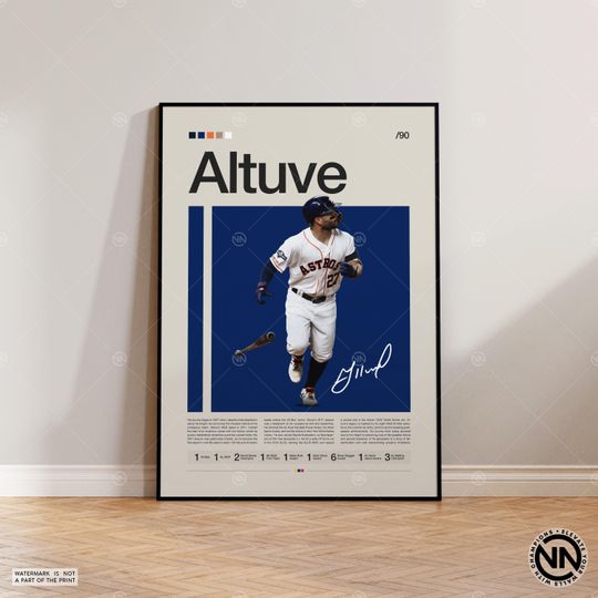 Jose Altuve Poster, Houston Astros Print, Baseball Prints, Sports Poster, Baseball Player Gift, Baseball Wall Art, Sports Bedroom Posters