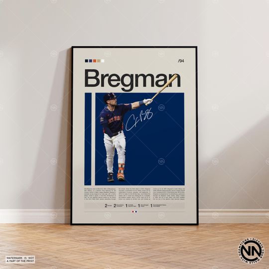 Alex Bregman Poster, Houston Astros Poster, Baseball Prints, Sports Poster, Baseball Player Gift, Baseball Wall Art, Sports Bedroom Posters