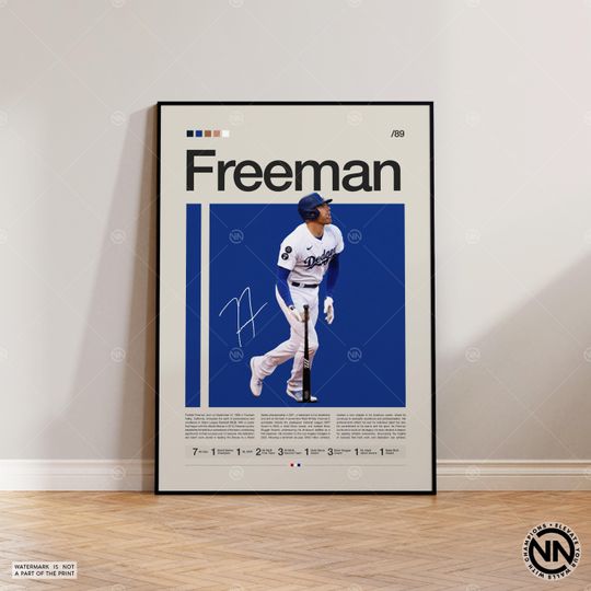 Freddie Freeman Poster, LA Dodgers Poster, Baseball Prints, Sports Poster, Baseball Player Gift, Baseball Wall Art, Sports Bedroom Posters