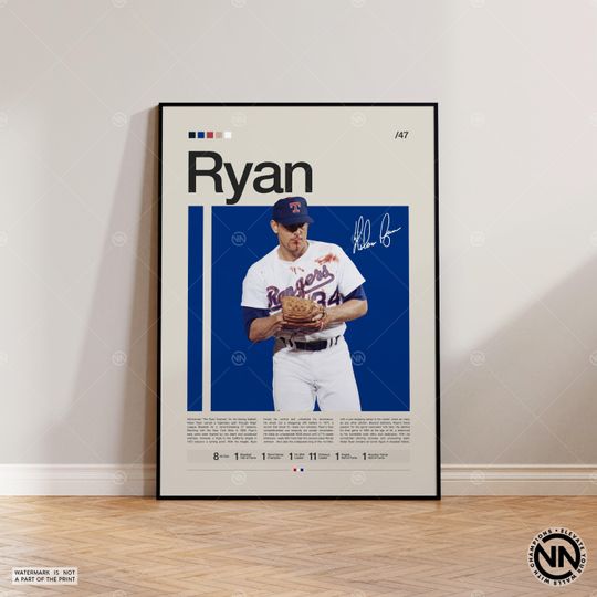 Nolan Ryan Poster, Texas Rangers Poster, Baseball Prints, Sports Poster, Baseball Player Gift, Baseball Wall Art, Sports Bedroom Posters