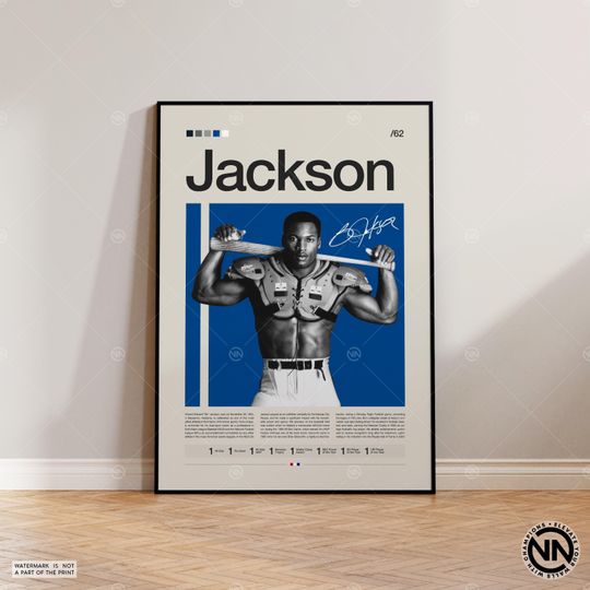 Bo Jackson Poster, LA Raiders Poster, Baseball Prints, Sports Poster, Baseball Player Gift, Baseball Wall Art, Sports Bedroom Posters