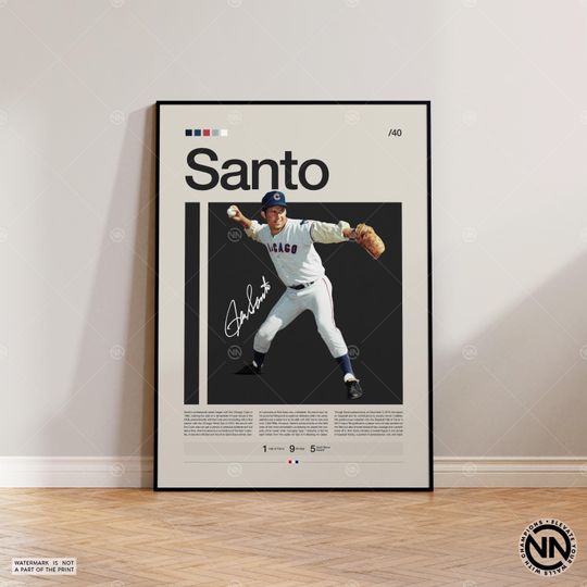 Ron Santo Poster, Chicago Cubs Print, Baseball Prints, Sports Poster, Baseball Player Gift, Baseball Wall Art, Sports Bedroom Posters