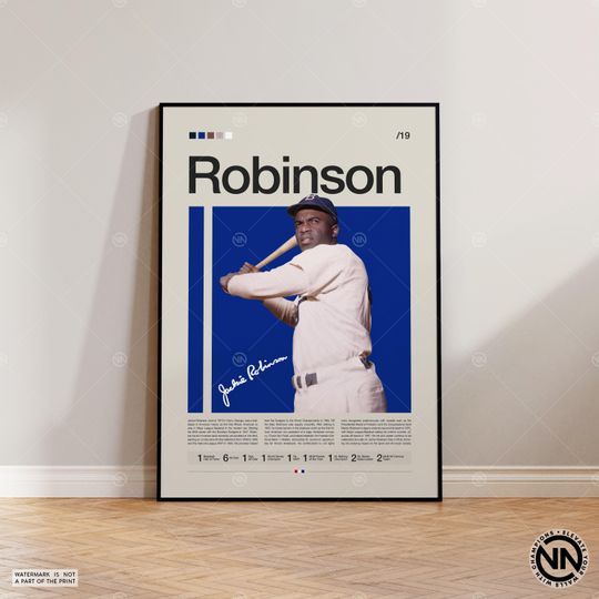 Jackie Robinson Poster, Brooklyn Dodgers, Baseball Prints, Sports Poster, Baseball Player Gift, Baseball Wall Art, Sports Bedroom Posters