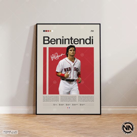 Andrew Benintendi Poster, Boston Red Sox, Baseball Prints, Sports Poster, Baseball Player Gift, Baseball Wall Art, Sports Bedroom Posters