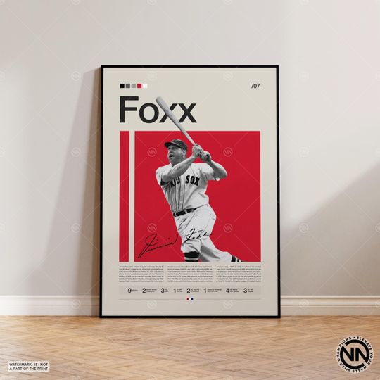 Jimmie Foxx Poster, Boston Red Sox Poster, Baseball Prints, Sports Poster, Baseball Player Gift, Baseball Wall Art, Sports Bedroom Posters