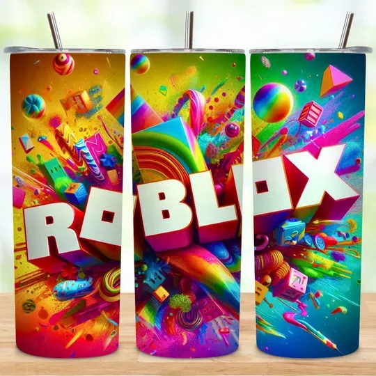 Roblox Tumbler with Lid and Straw, Cartoon Tumbler