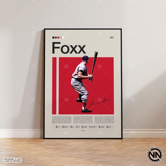 Jimmie Foxx Poster, Boston Red Sox Poster, Baseball Prints, Sports Poster, Baseball Player Gift, Baseball Wall Art, Sports Bedroom Posters