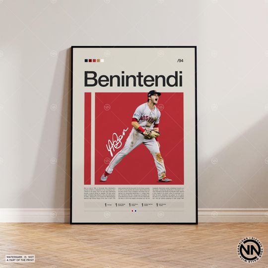Andrew Benintendi Poster, Boston Red Sox, Baseball Prints, Sports Poster, Baseball Player Gift, Baseball Wall Art, Sports Bedroom Posters
