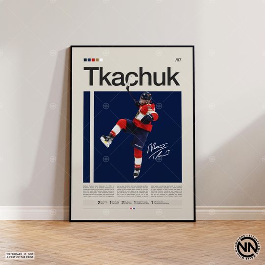 Matthew Tkachuk Poster, Florida Panthers Poster, NHL Poster, Hockey Poster, Sports Poster, Mid-Century Modern, Sports Bedroom Posters