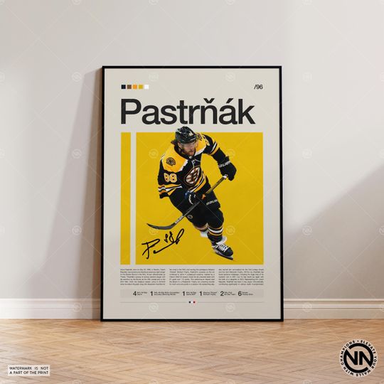 David Pastrnak Poster, Boston Bruins Poster, NHL Poster, Hockey Poster, Sports Poster, Mid-Century Modern, Sports Bedroom Posters