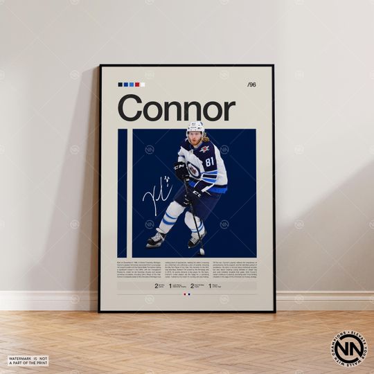 Kyle Connor Poster, Winnipeg Jets Poster, NHL Poster, Hockey Poster, Sports Poster, Mid-Century Modern, Sports Bedroom Posters