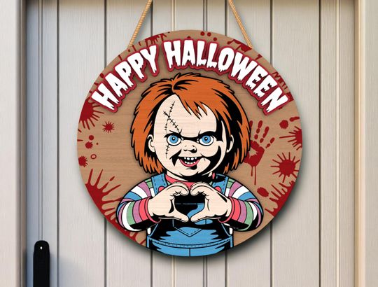 Cute Scary Halloween, Bloody Door Sign, Horror Heart Hands Wall Decor, Halloween Decor