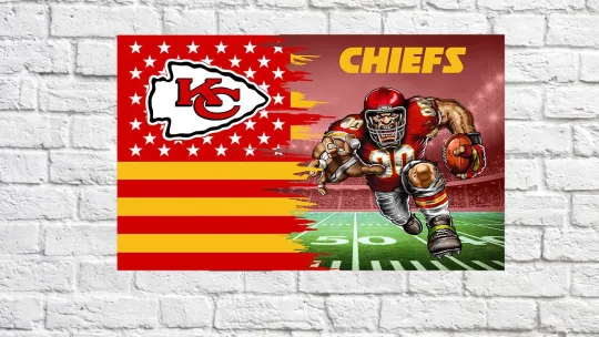 Kansas City Football fans 3x5 ft Mascot American Flag - football Gift Banner