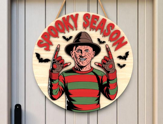 Halloween Horror Round Wooden Sign | Halloween Home Decor | Horror Door Sign