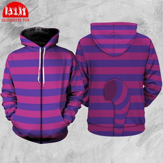 Cheshire Cat Full Over Print 3D Hoodie, Alice in Wonderland Halloween Cosplay Shirt, Cat Halloween Costume Hoodie, Magic Kingdom