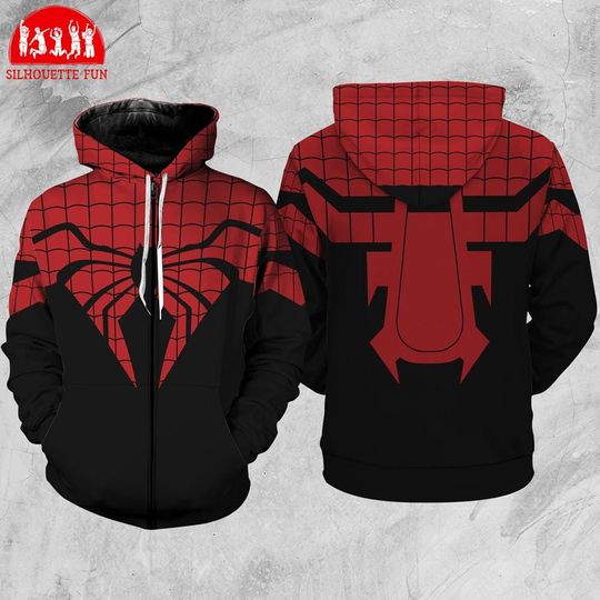 The Superior Spider-Man Suit 3D Full Over Print Hoodie, Spider Man Across The SpiderVerse Shirt, Spider Man Suit Hoodie, Spidey Cosplay