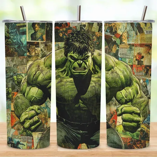 VINTAGE Superhero Tumbler with Lid and Straw