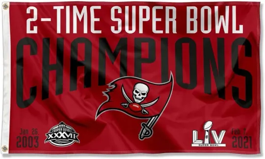 Tampa Bay Buccs 3x5 ft flag 2-Time Super Bowl Champions Ideal Gift Banner