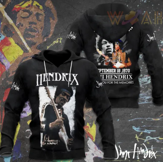 Jimi Hendrix Hoodie - In Memory of Sept 18 1970 3D US Size Pullover
