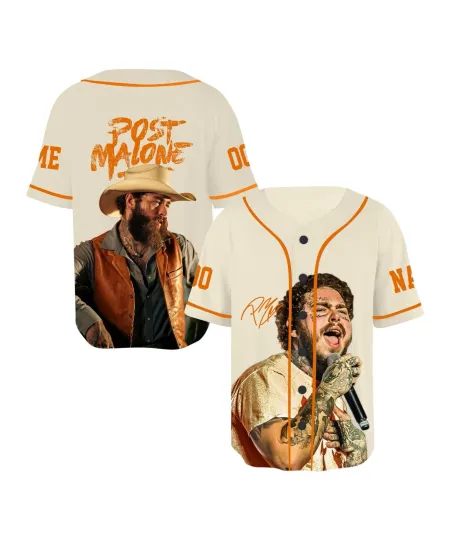 Post Malone Baseball Jersey, Personalized Tour Jersey