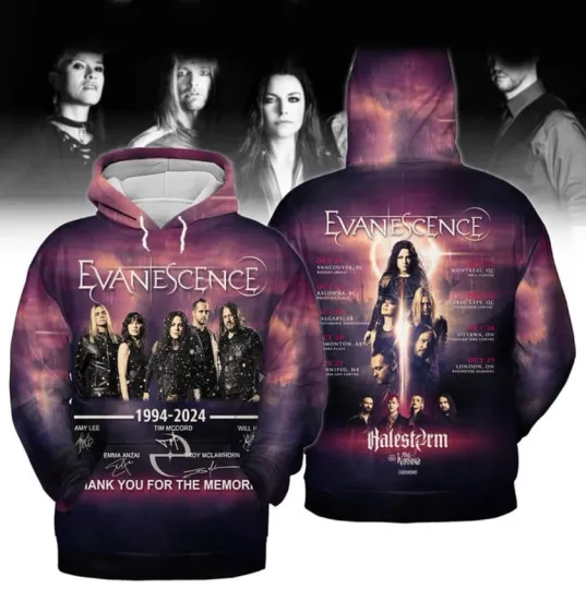 Evanescence Hoodie - 1994–2024 Thank You 3D US Size Pullover