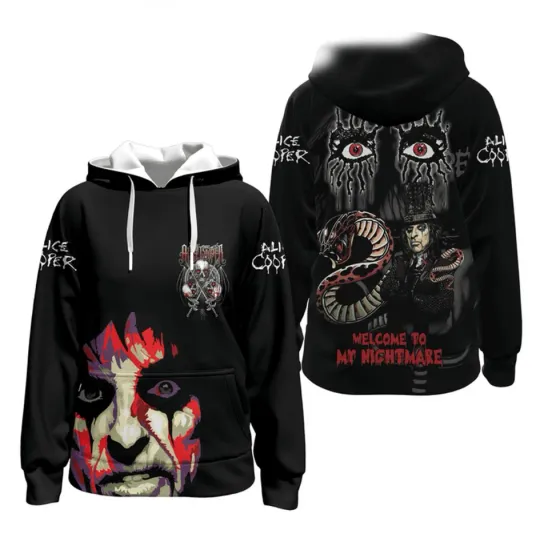 Alice Cooper Hoodie - Welcome to My Nightmare 3D US Size Pullover