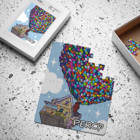 Disney Up Jigsaw Puzzles, Family Game Night, Personalised Gift, Disney Up House Balloons, Birthday Gift DIY Games