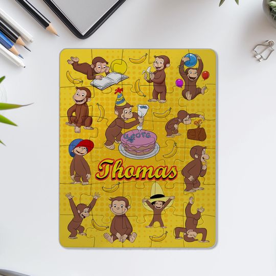 The Curious George Puzzle, Curious George Puzzle with Name Kids, Gift for Son Daughter Grandson Granddaughter Birthday C1F121
