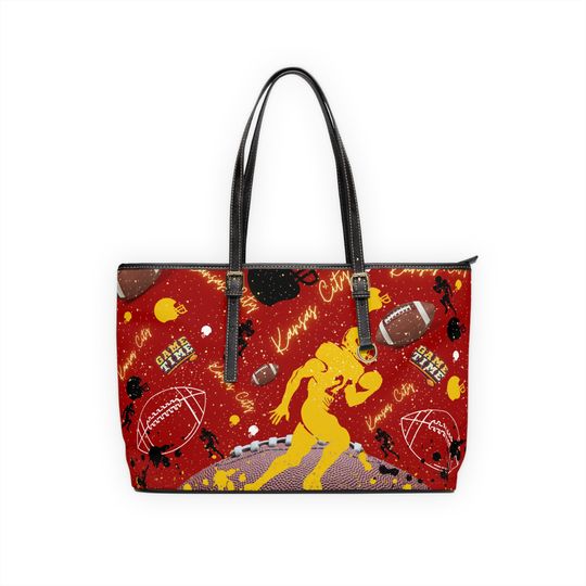 Leather Shoulder Bag Kansas Football Theme Purse Fall Design
