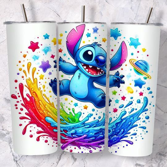 Stitch Floral Tumbler with Lid and Straw