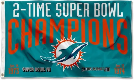 Miami 3x5 ft flag 2-Time Super Bowl Champions Ideal Gift Banner
