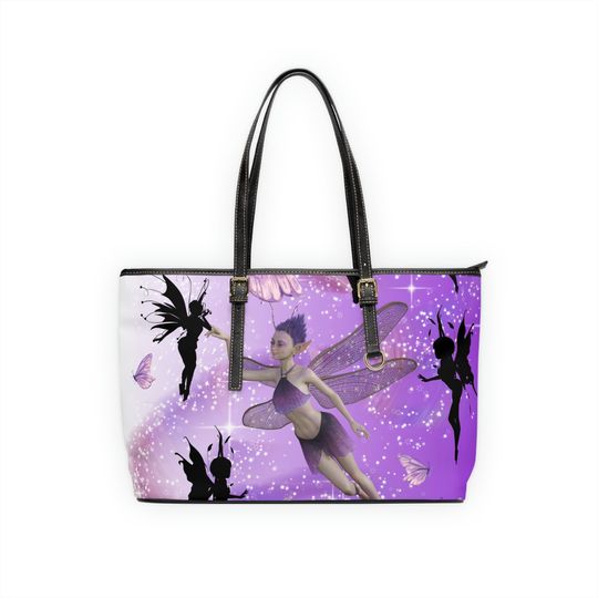 Fairies and Butterflies (Purple)Leather Shoulder Bag/ Fairy Lover's/ Fairy Themed/ Fairy Purses/ Purple Purses