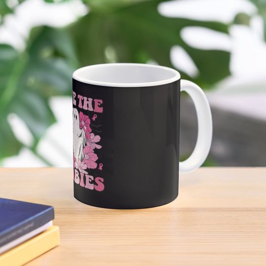 Save The Boobies Pink Ghost Woman Breast Cancer Halloween Coffee Mug