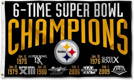 Pittsburgh 3x5 ft flag 6-Time Super Bowl Champions Ideal football Gift Banner