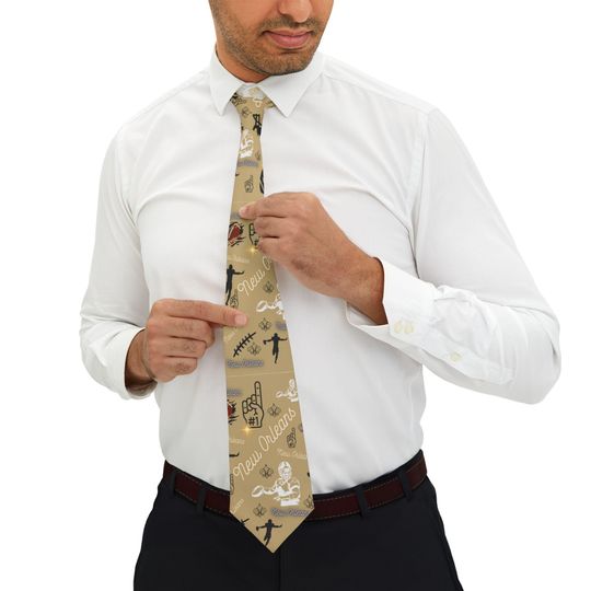 New Orleans Football Style Necktie Men Ties Gold and Black  Gift Neckties For Men or Women