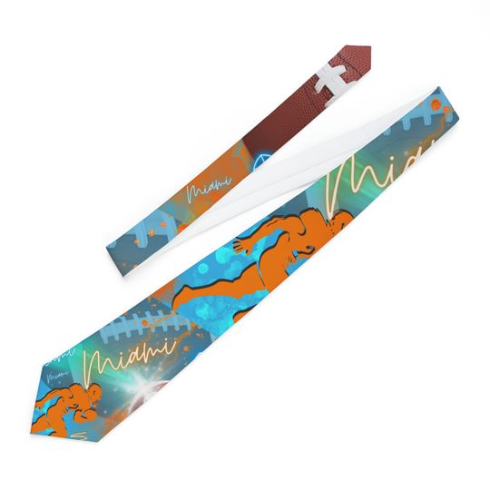 Miami Football Team Neck Ties For Men Sports Theme Neck Ties For Men Football Gift For Fun