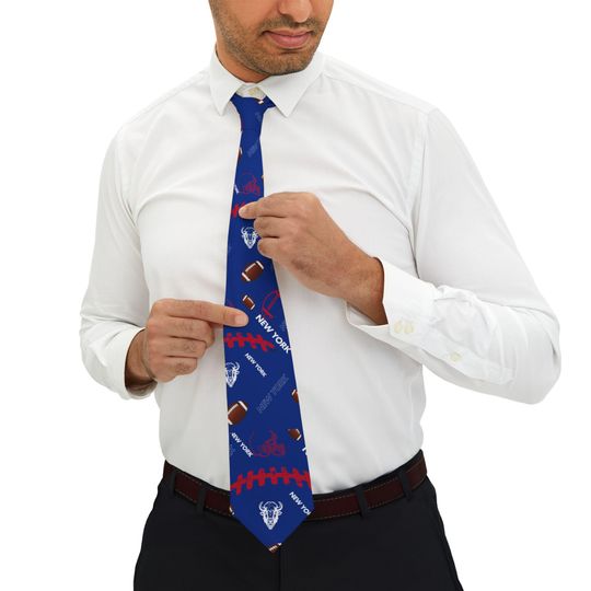 New York Football  Team Style Necktie Men Ties Blue and Red Gift Neckties For Men or Women